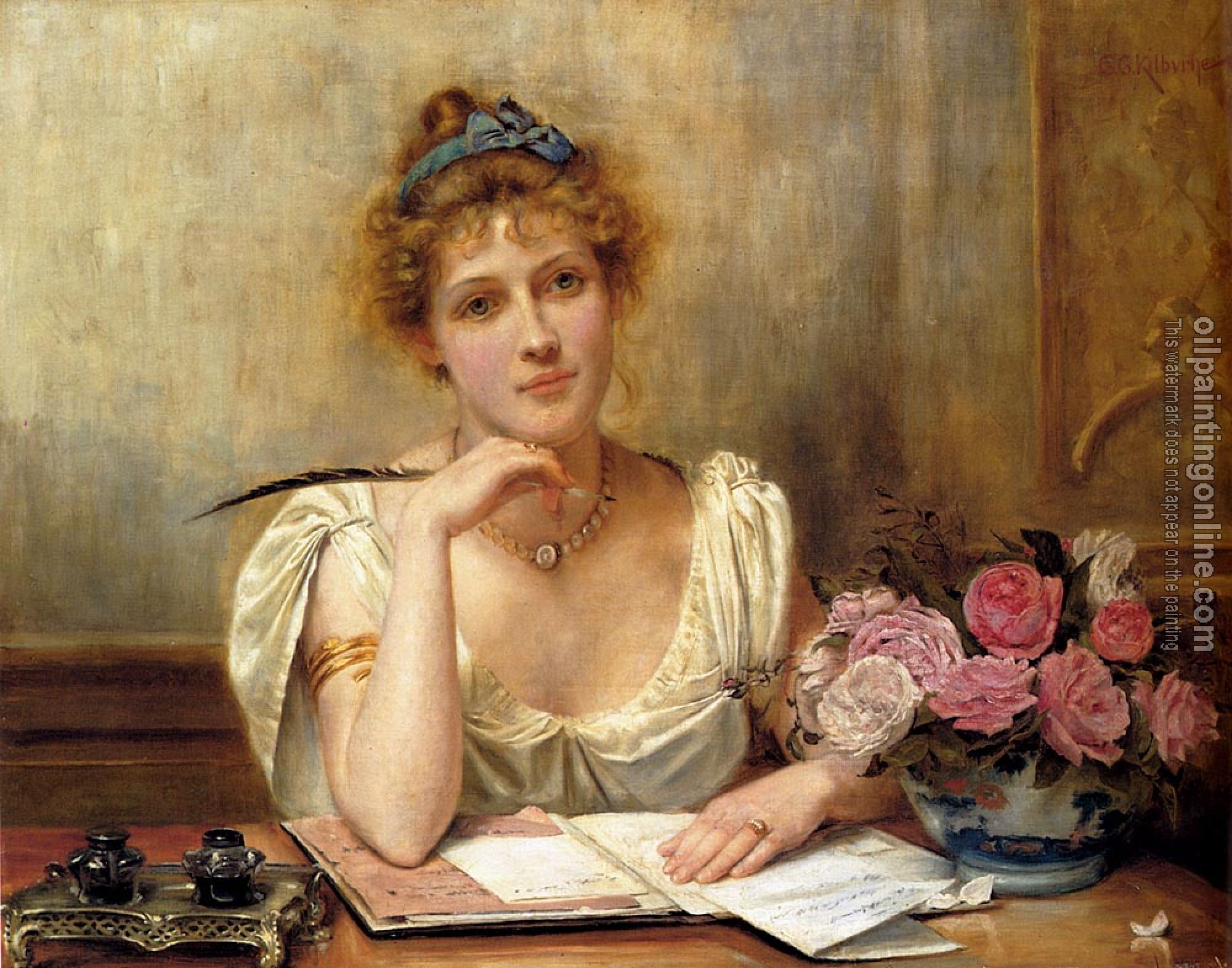 George Goodwin Kilburne - Penning A Letter